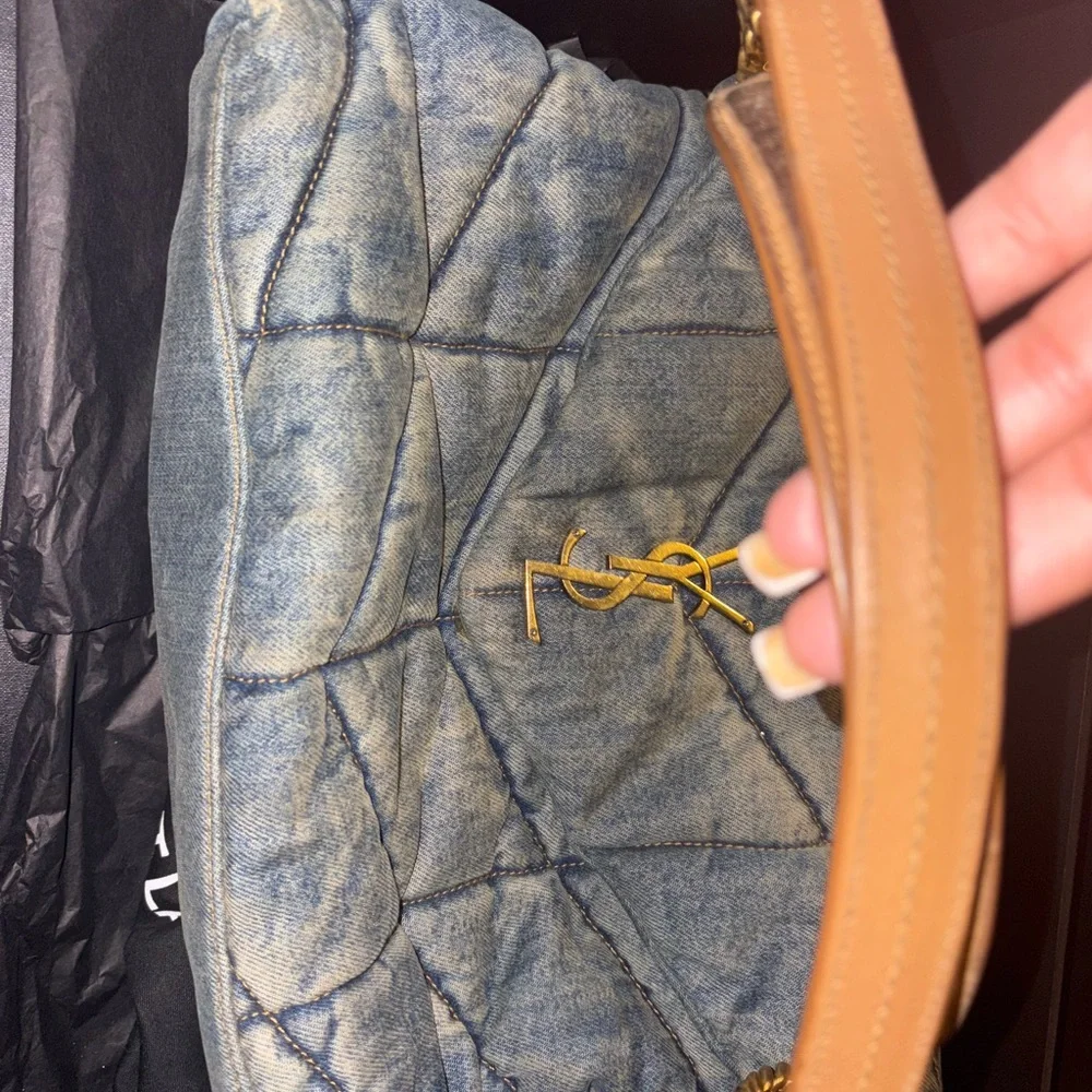 Yves Saint Laurent Denim Quilted Shoulder Bag - Picture 3 of 8